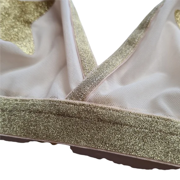 NWT Bras nThings 14 Hanky Panky Light Pink Gold Star Struck Bralet Soft Cup Bra - Picture 3 of 11